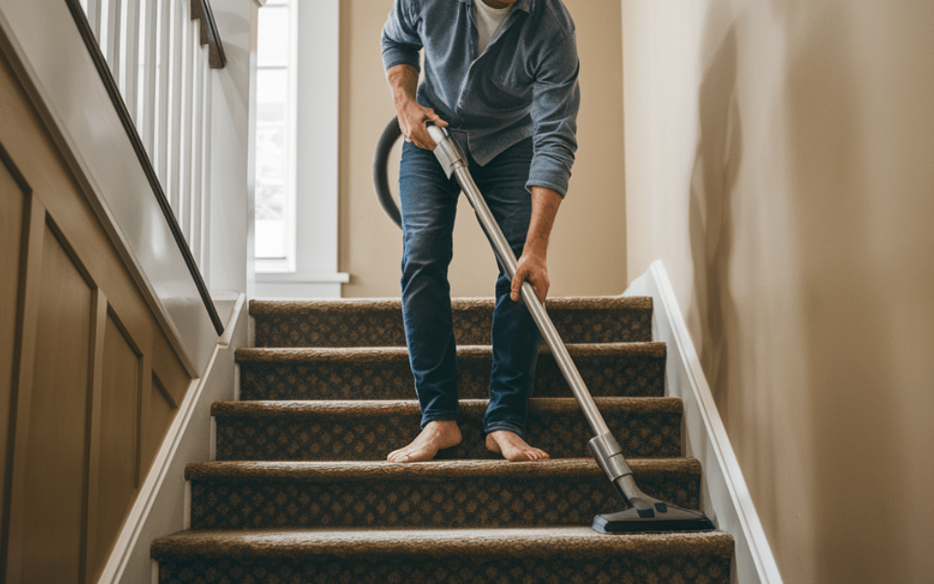 Vacuuming the Carpeted Stairs Regularly