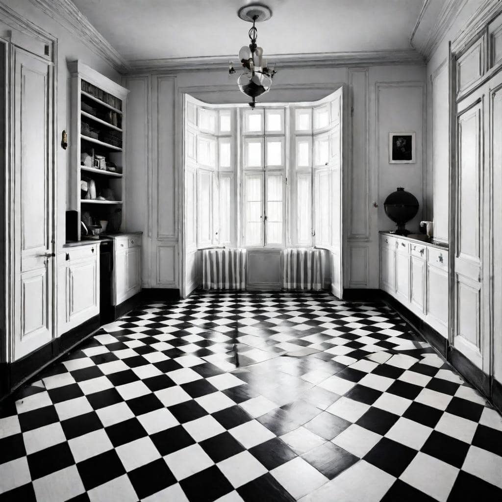 Black White Checkered Floor min