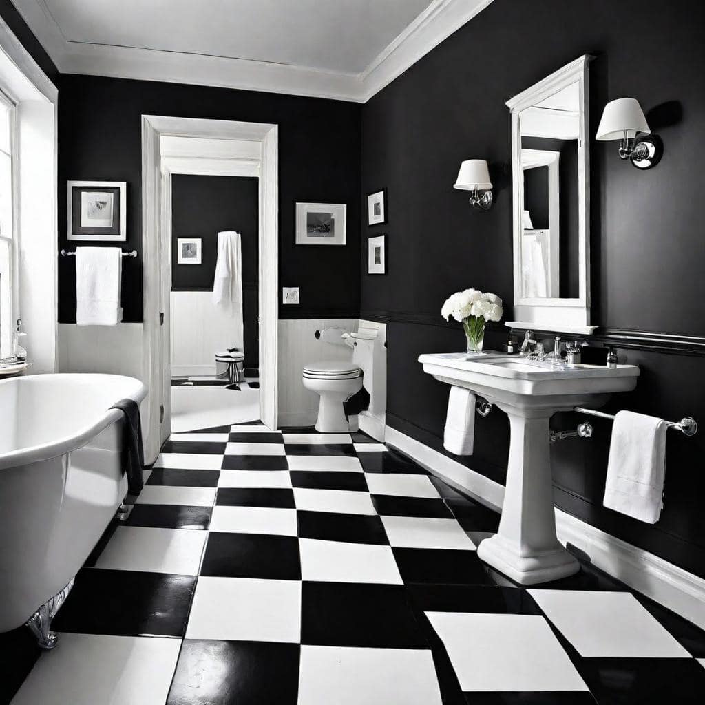 Black and White Bathroom Checkered Floor min