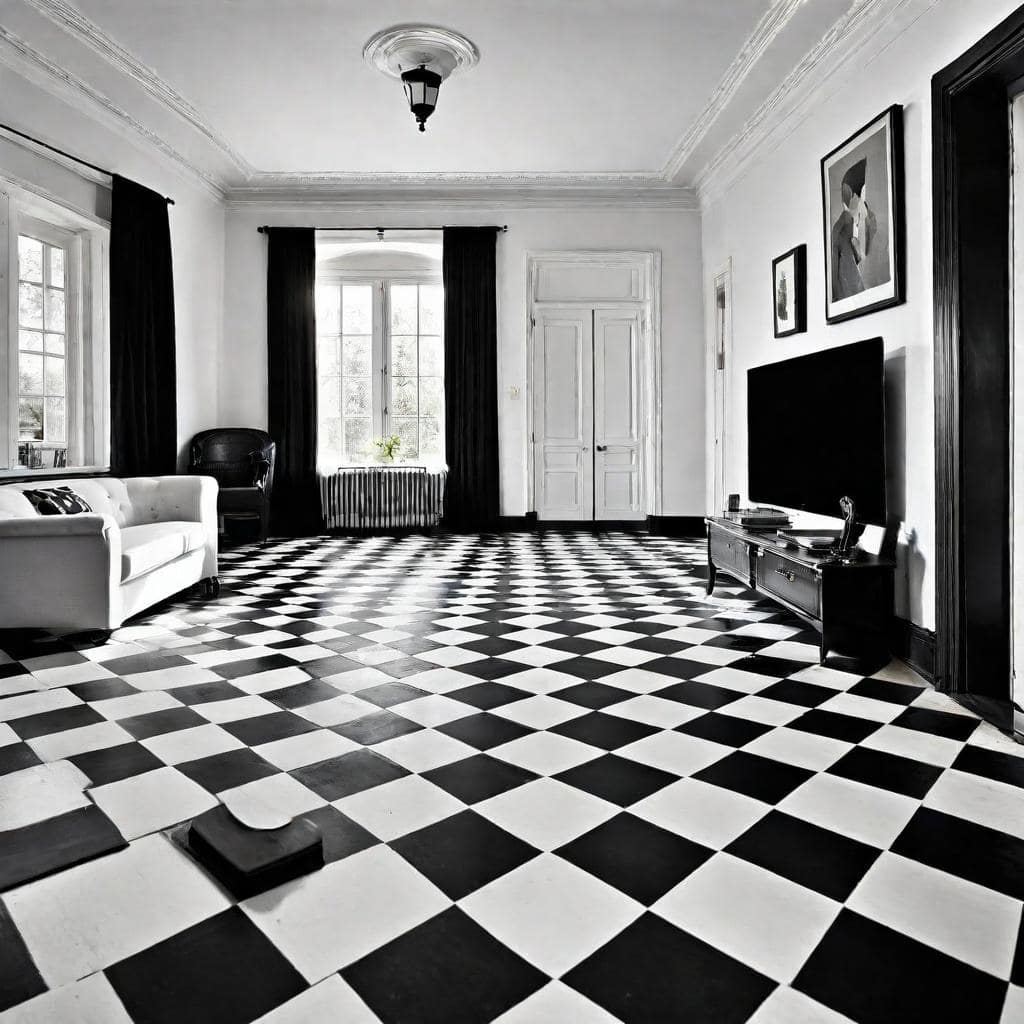 Black and White Checkered Floor min