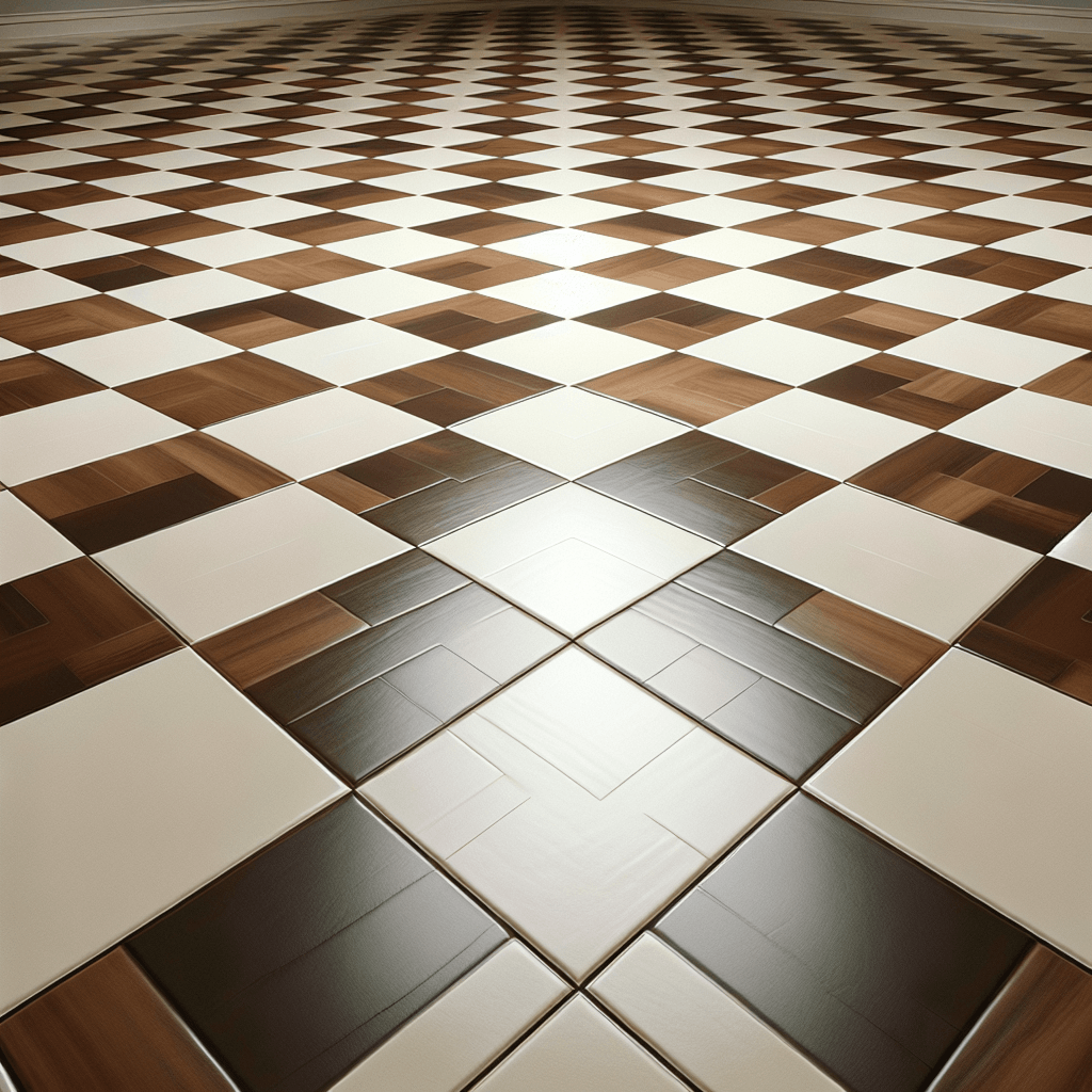 Brown and White Checkered Floor