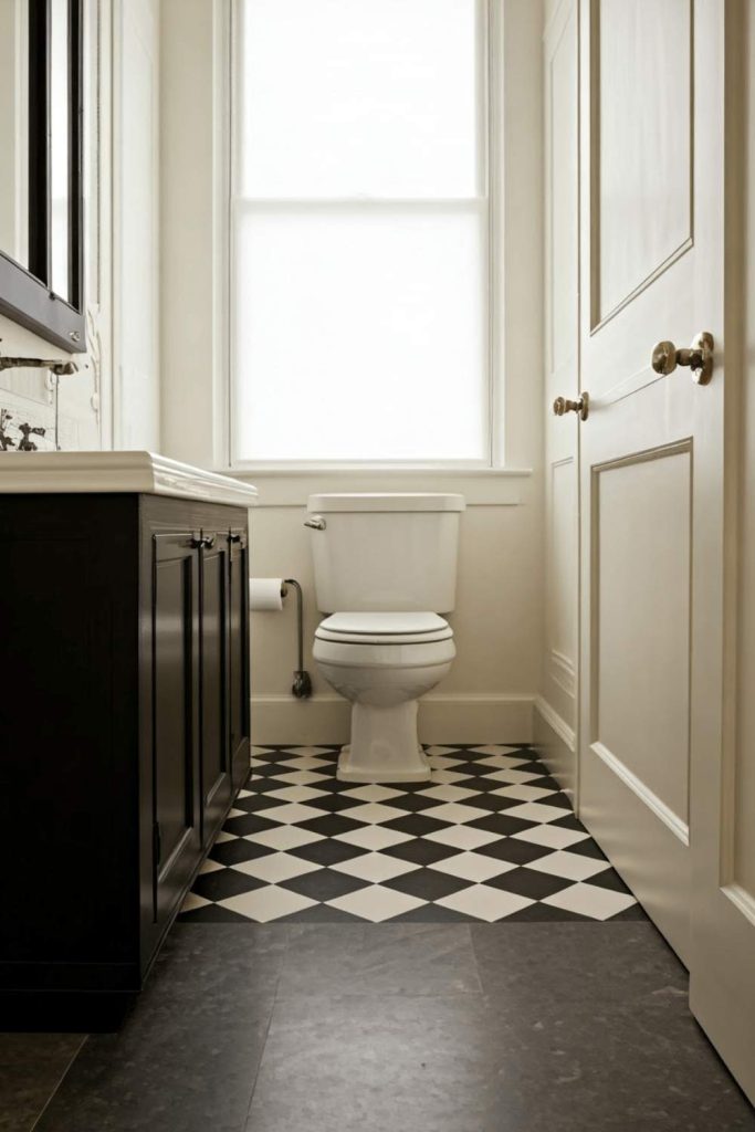 Checkered Floor Bathroom Ideas 11